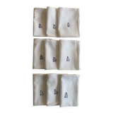 Lot de 9 serviettes à apéro brodées main - 25x25cm - coton