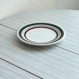 Duo of dessert plates with green and burgundy red border