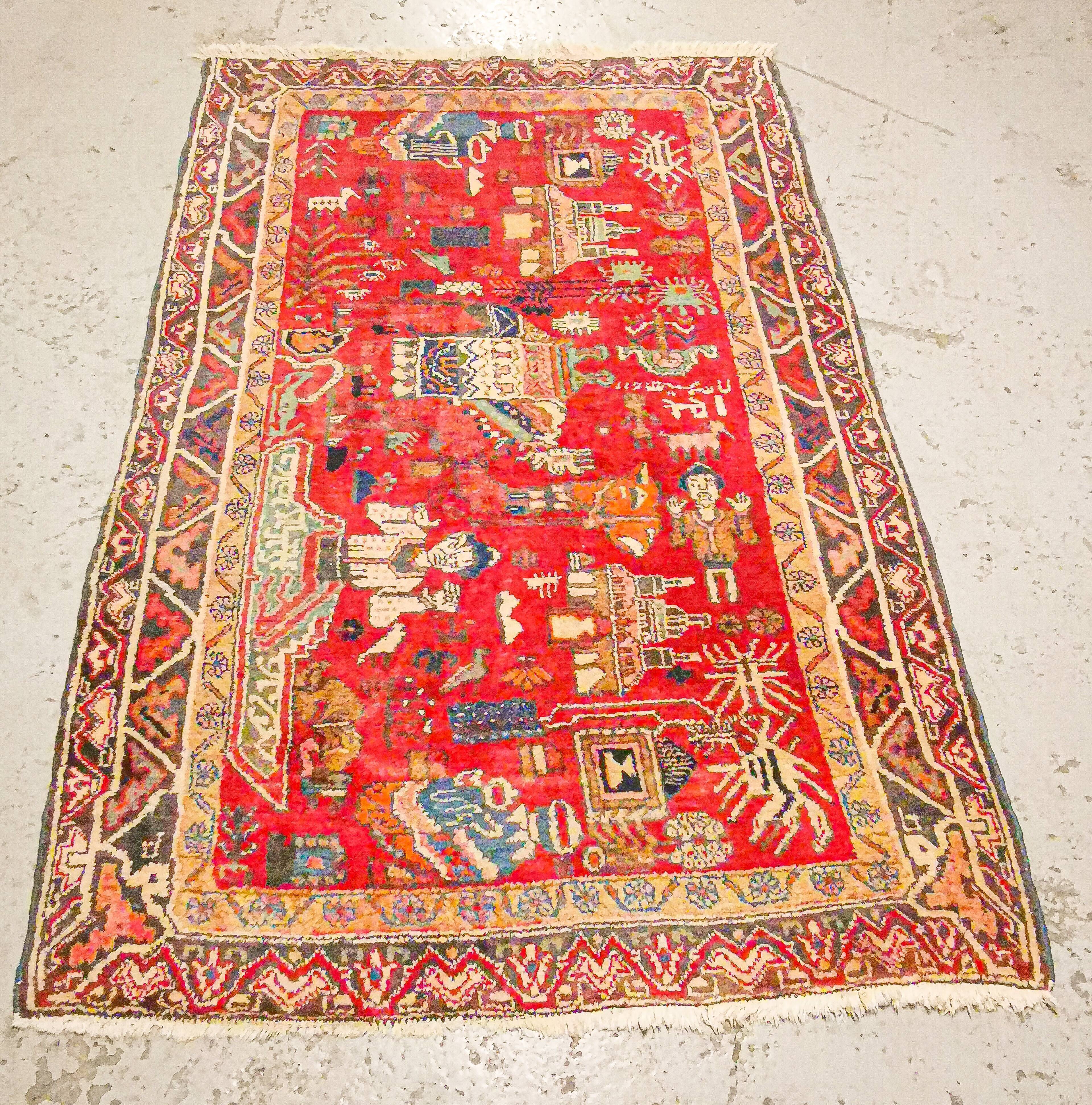 Hamadan vintage Oriental carpet 198 x 130 cm