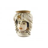 Woman beige turban vase