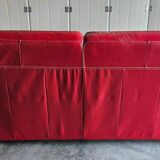 Chateau d'Ax red buffalo leather 3-seater sofa