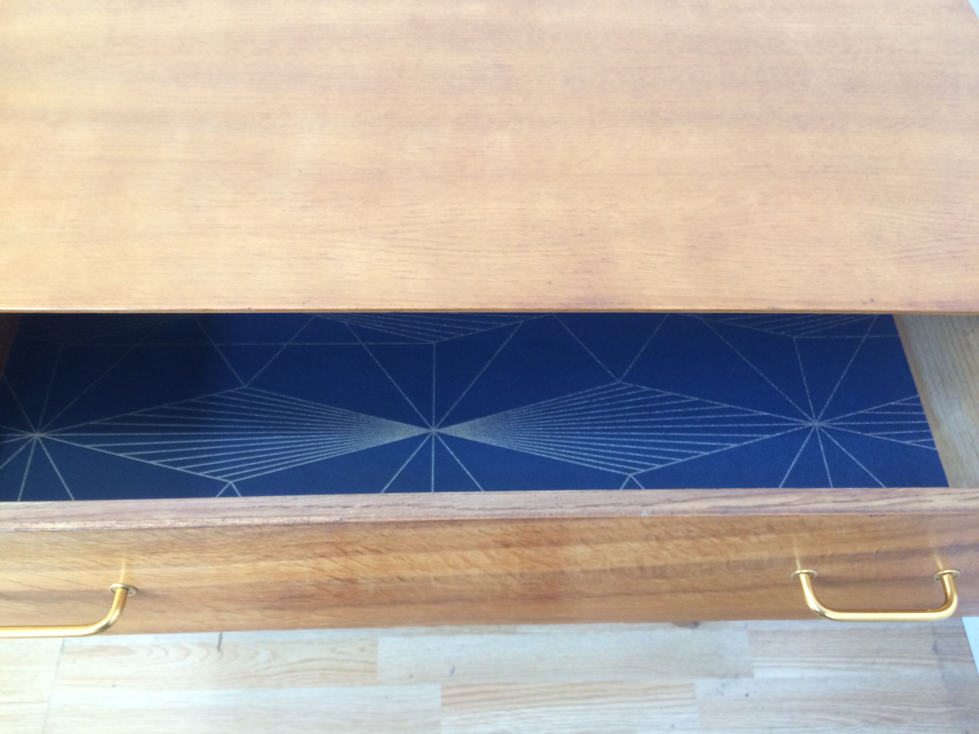 Chest of drawers 3 drawers golden oak compass feet