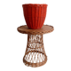 Bohemian Mid-Century Coral Red Wicker Basket, France, circa 1960s