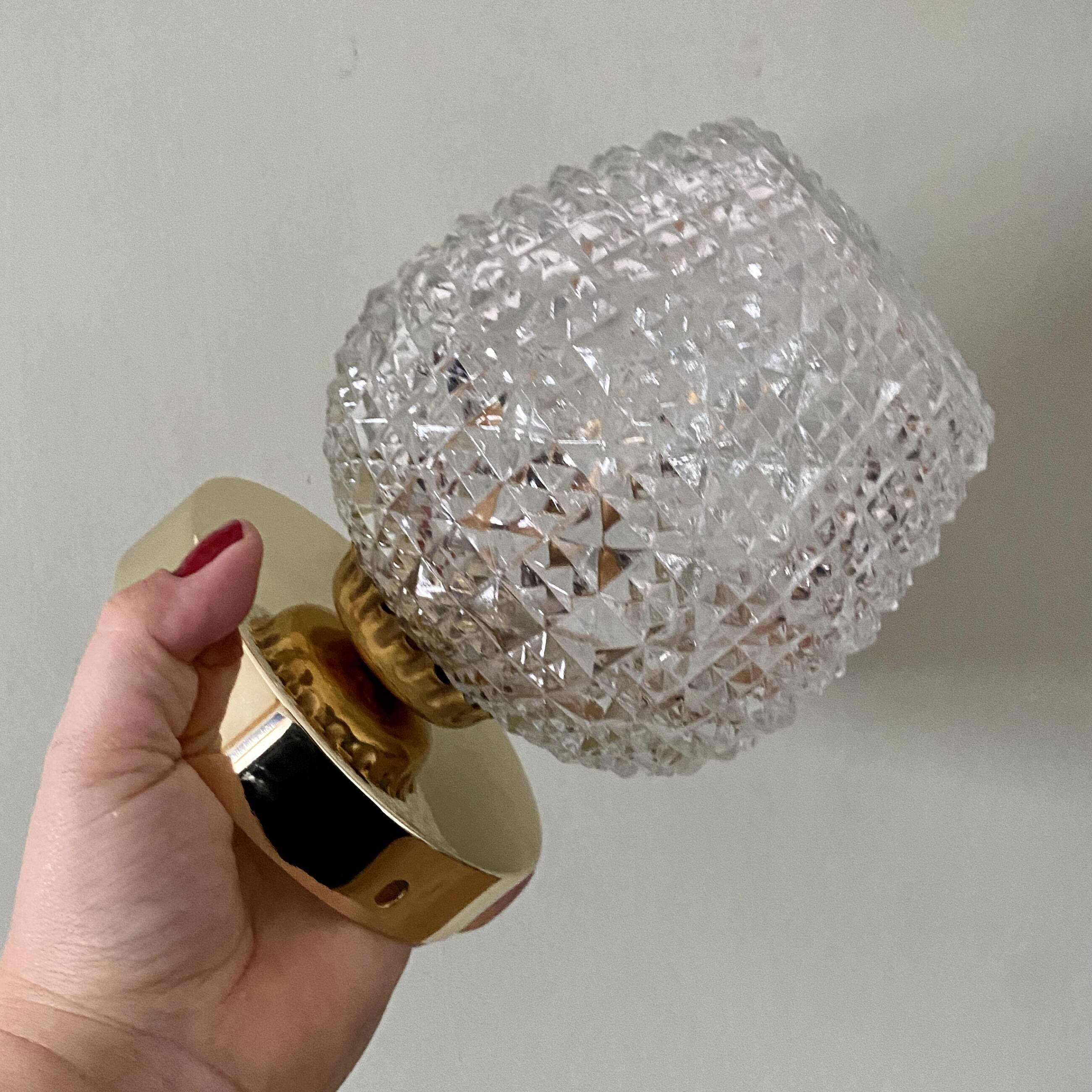 Vintage glass globe wall or ceiling light with diamond point.