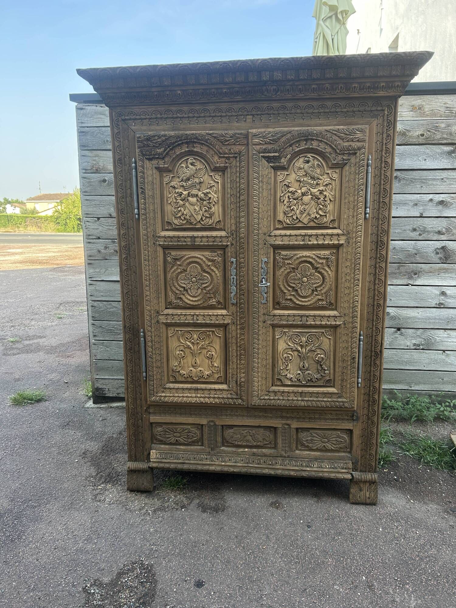Louis XIV Style wardrobe, two doors, in oak