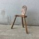 Brutalist tripod stool with backrest, France, vintage 1950s
