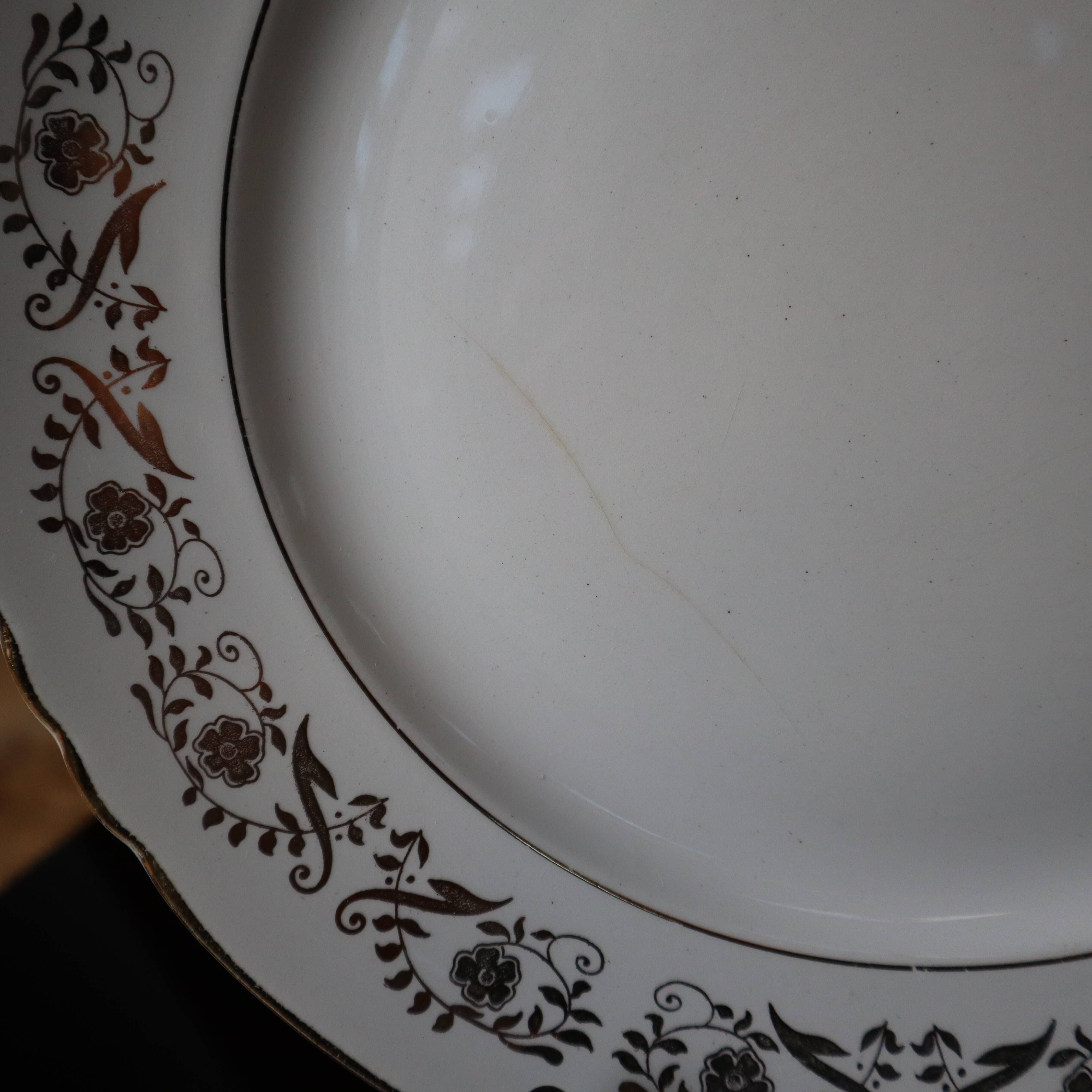 10 old flat earthenware plates Moulin des loups model Flandre