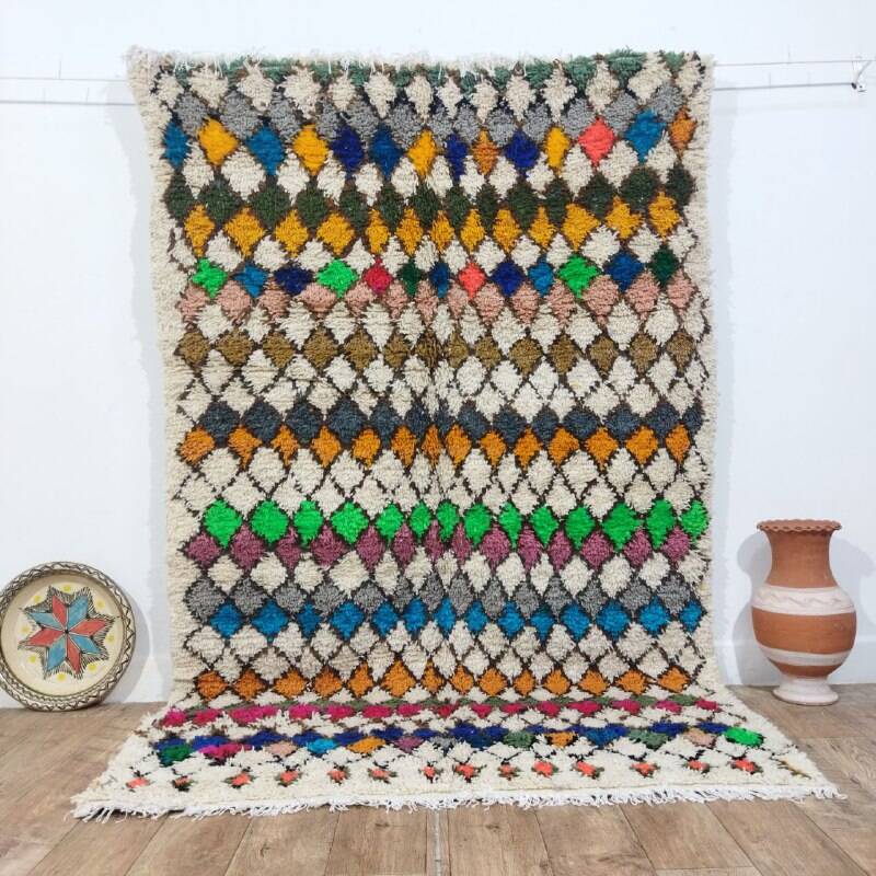 Handmade wool Berber rug 245x153 cm