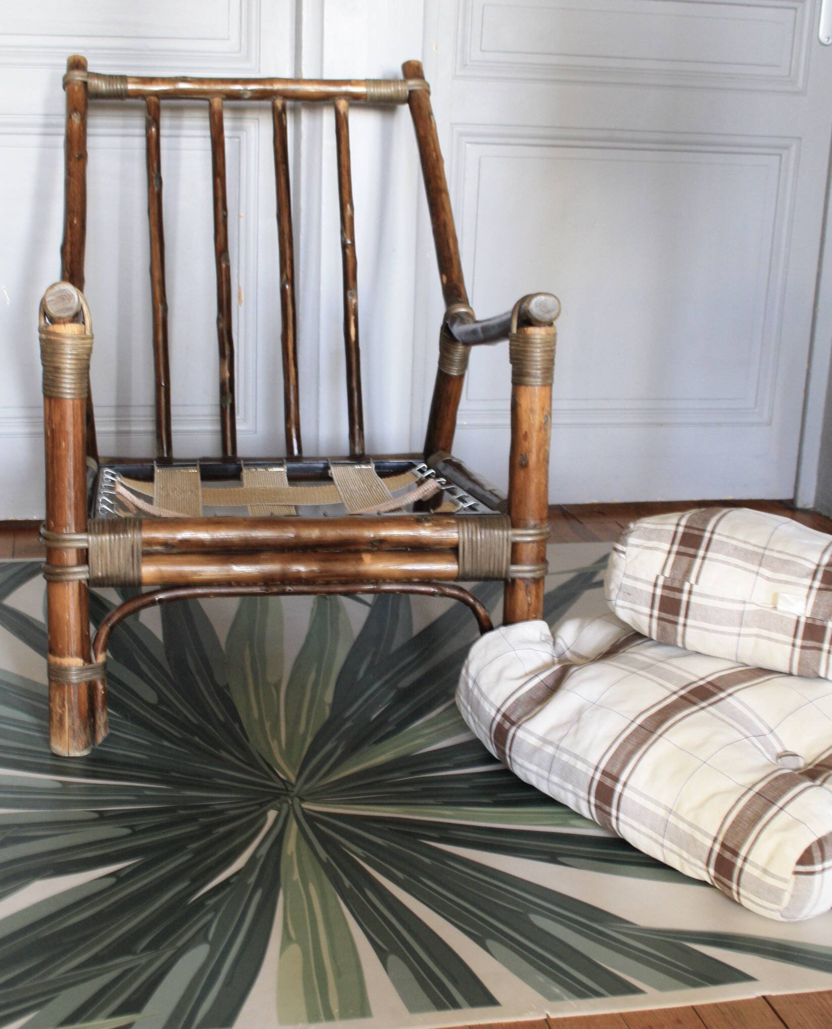 Vintage bamboo and rattan armchair