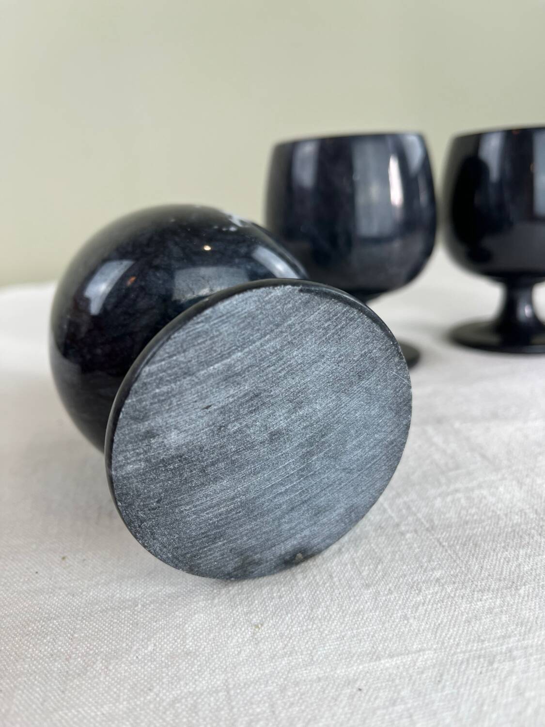 Black marble vases
