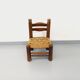Vintage Charles Dudouyt Brutalist Low Chair in Wood and Straw
