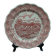 5 red English Landscape pattern dinner plates