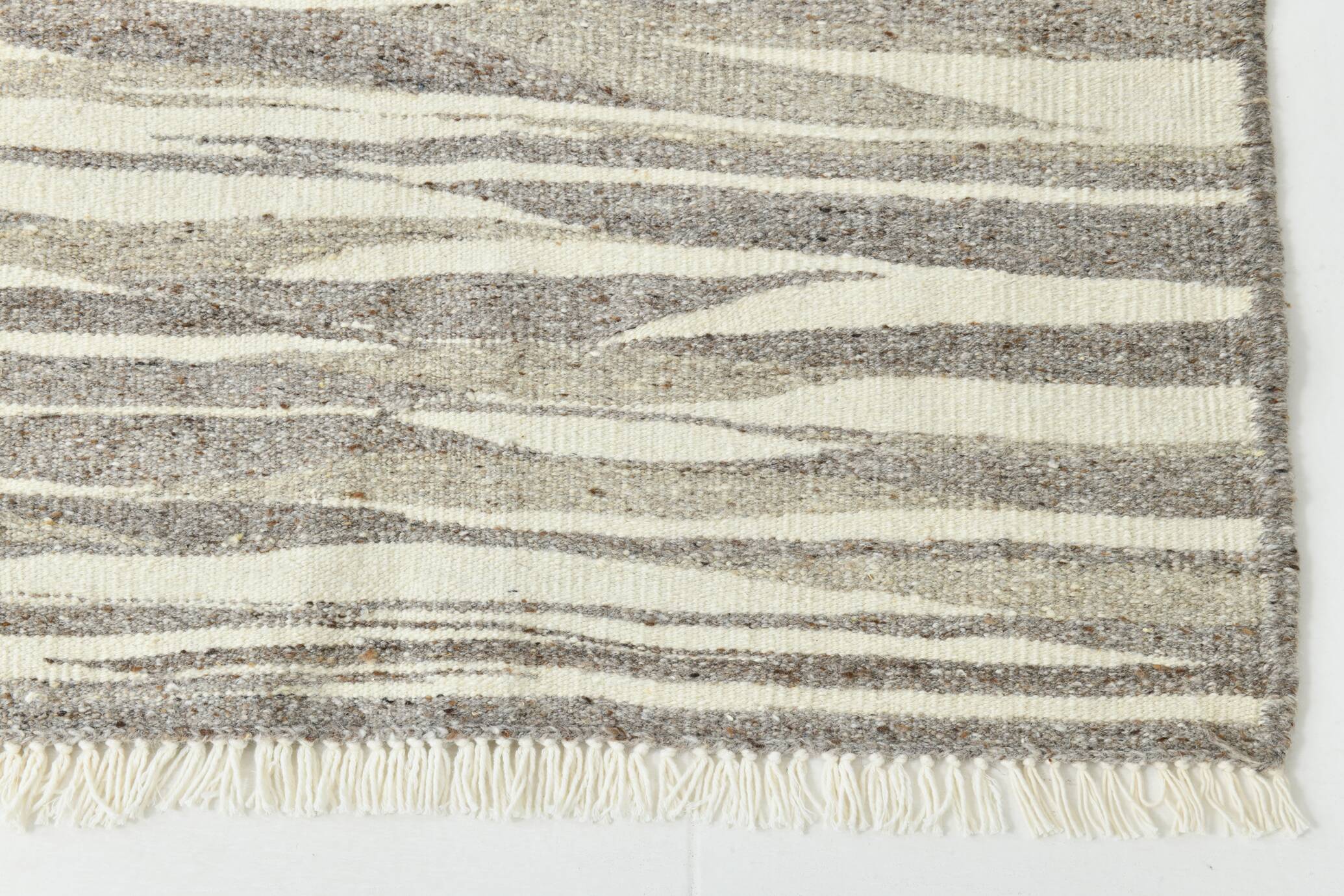 3x12 Brown & Beige Striped Vintage Kilim Runner Rug, 94x358Cm