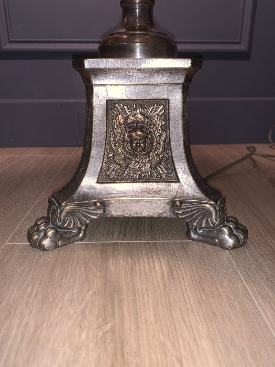 Silver-plated candle holder lamp - 19th century - antique