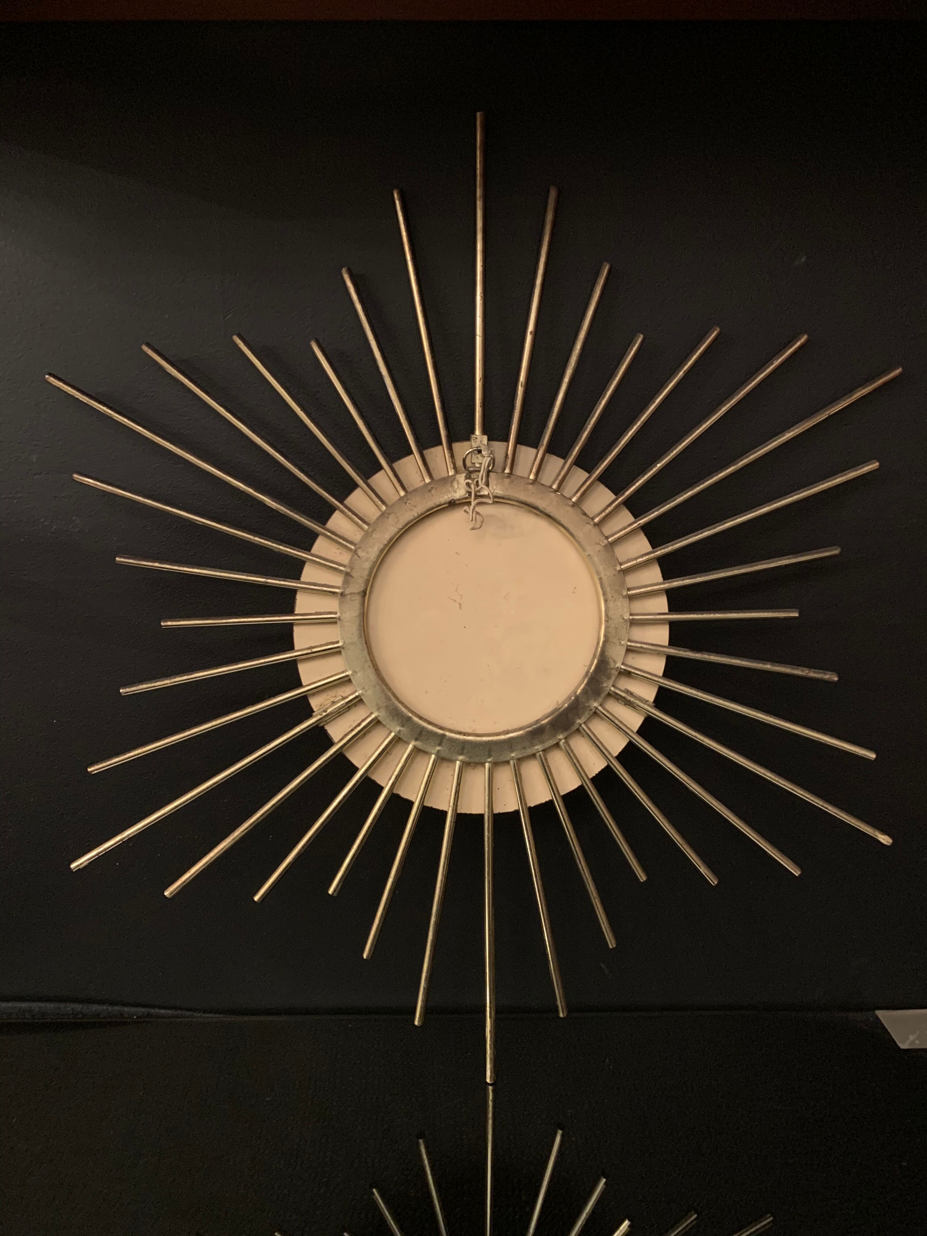 Vintage sun mirror, 1960 gold metal - 60cm