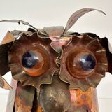 Brutalist owl sculpture, vintage 1970s