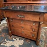 Chest of drawers with columns in blond walnut Empire style XIXth