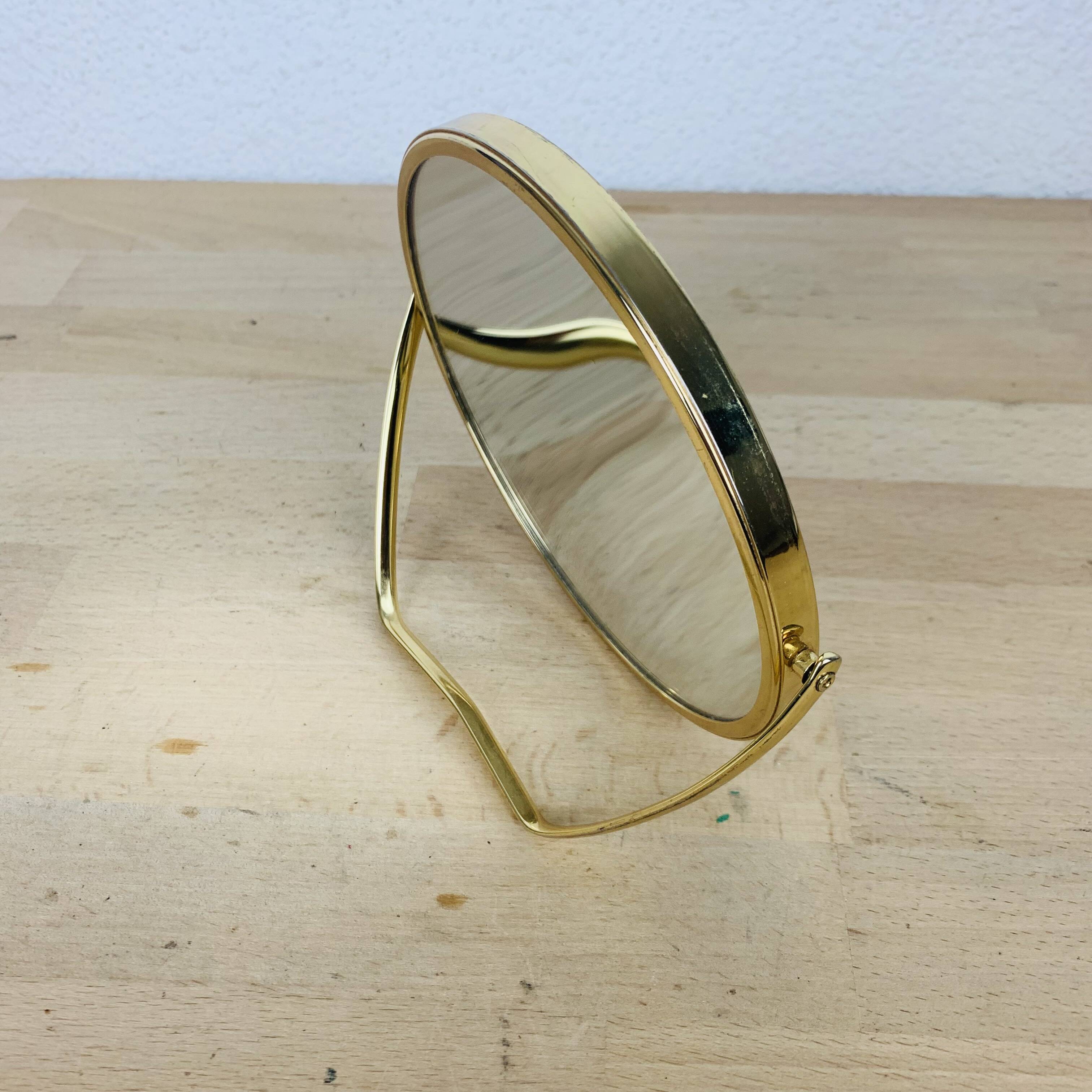 Barber mirror to stand in gold metal 14 cm