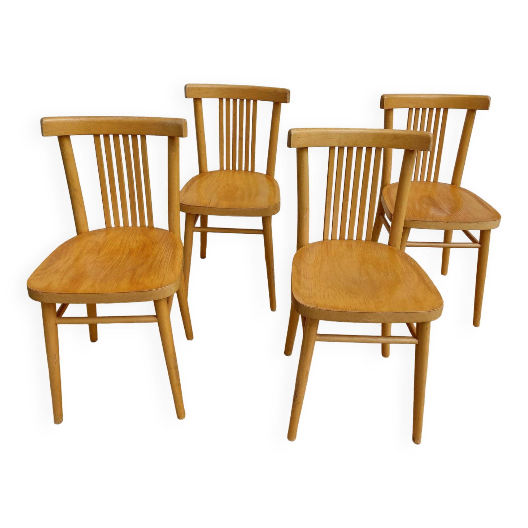 4 light wood bistro chairs