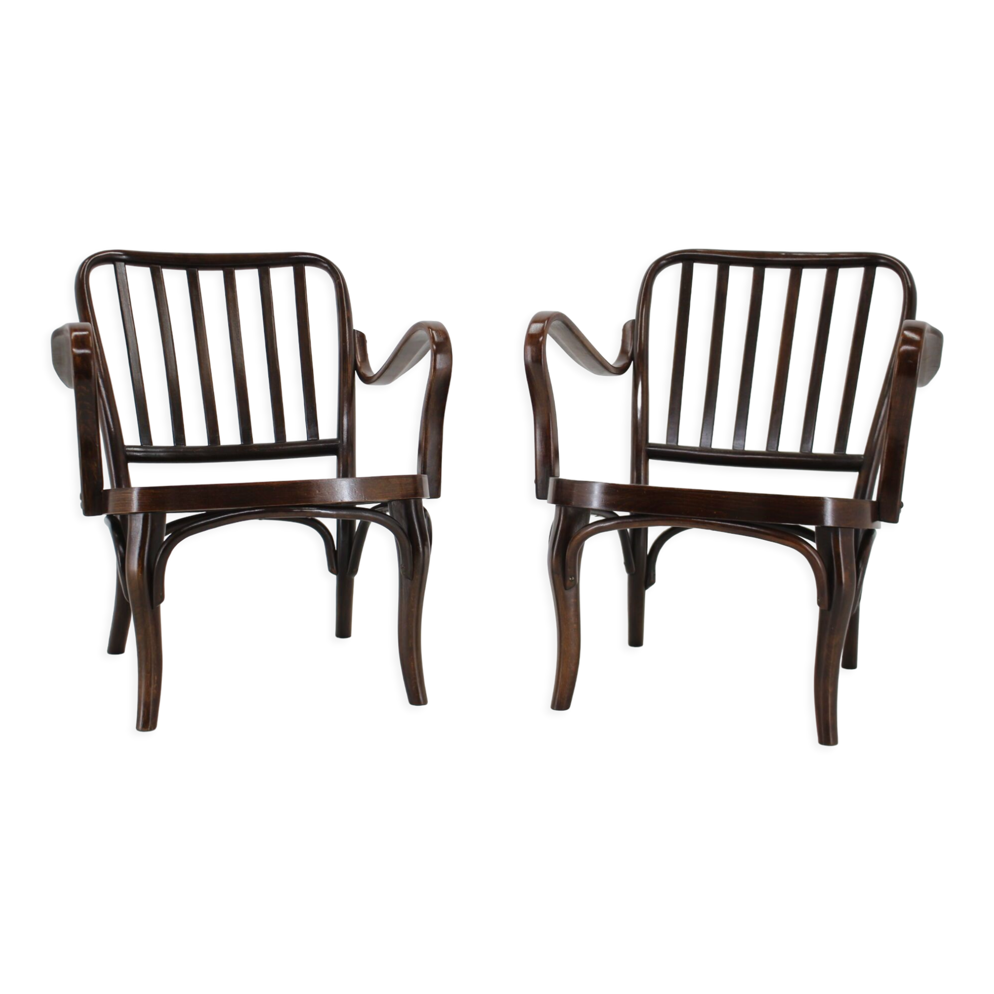 1950s Pair of Josef Frank Bentwood Armchairs no. 752 by Thon