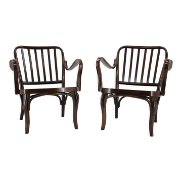1950s Pair of Josef Frank Bentwood Armchairs no. 752 by Thon