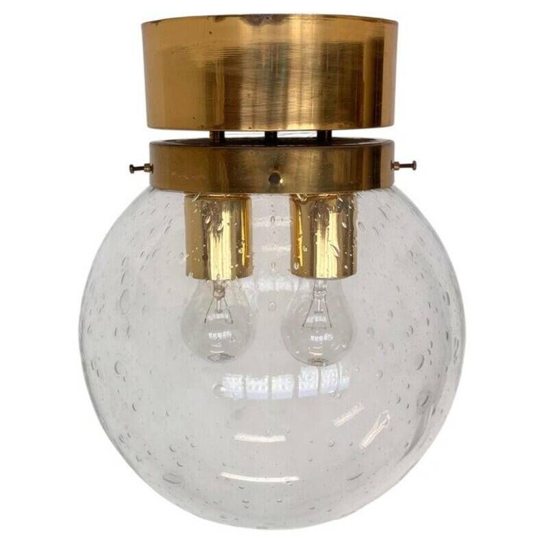 XXL Art Glass and Brass Ceiling Light, flushmount by Kamenicky Senov - 10pcs
