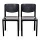 Pair of Matteo Grassi chairs in black saddle leather, 1980s.