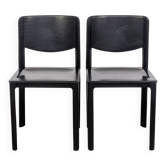 Paire de chaises Matteo Grassi en cuir sellier noir, années 80