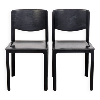 Pair of Matteo Grassi Leather Saddle Chairs (1980s)