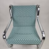 Set of 2 Italian chairs in chrome frame and completely reupholstered
