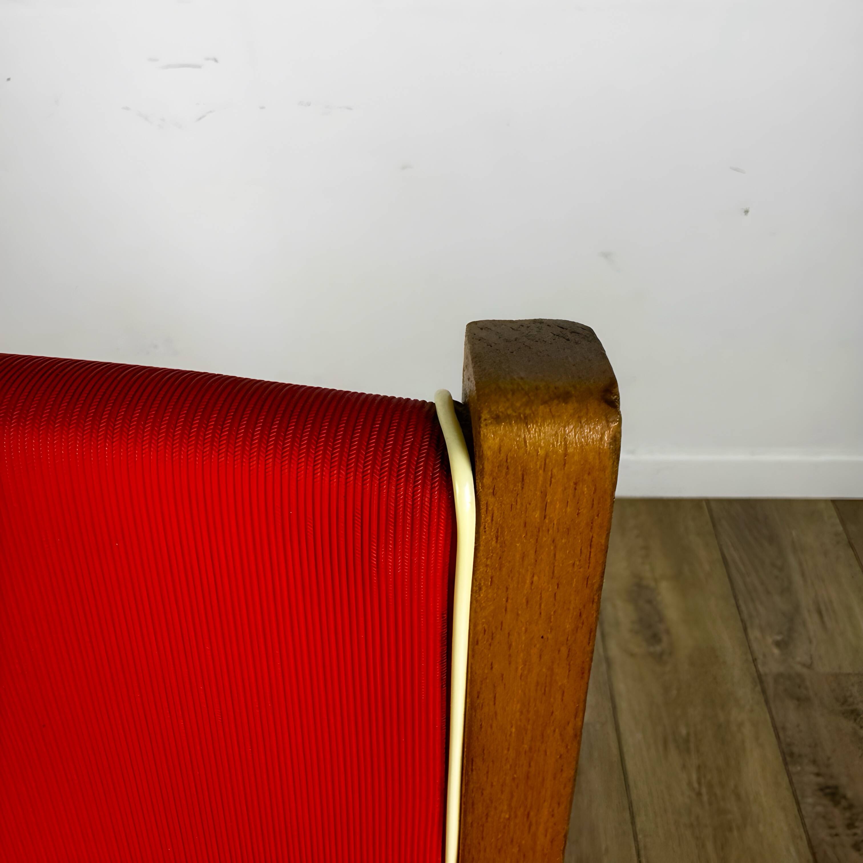Pair of Scandinavian bridge armchairs in wood and vinyl from the 1950s.