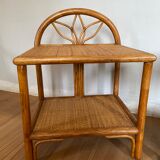Pair of rattan bedsides and vintage bamboo