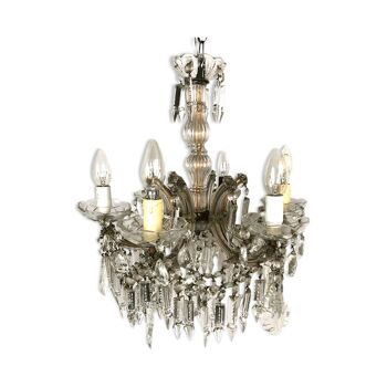 Chandelier with pendeloques tassels and glass pads
