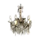 Lustre à pendeloques pampilles et plaquettes de verre