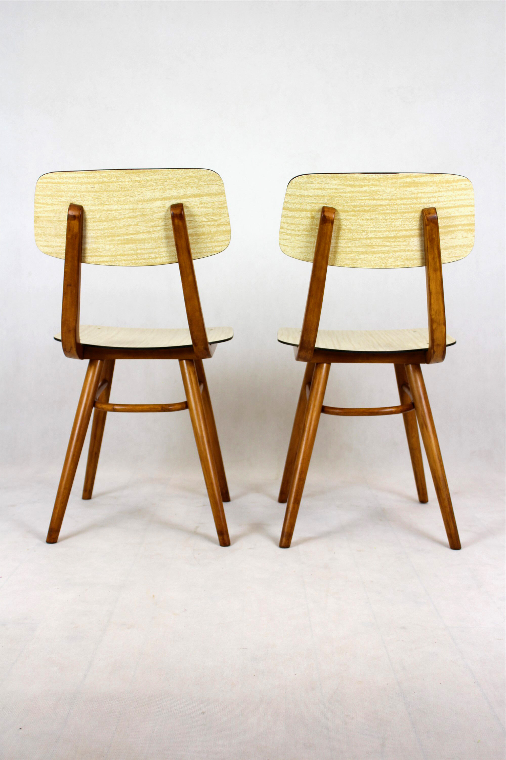 Vintage Formica and Wood Chairs from TON, 1960s, Set of 2