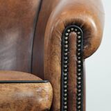 Comfortable vintage sheepskin 2.5-seater club sofa