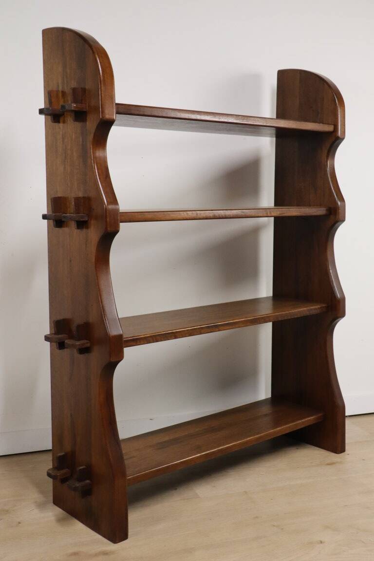 Vintage brutalist solid wood shelf - 1950