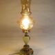 Veined alabaster lamp and glass corolla