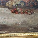 Hst painting still life basket of overturned fruit 19th - 20th century