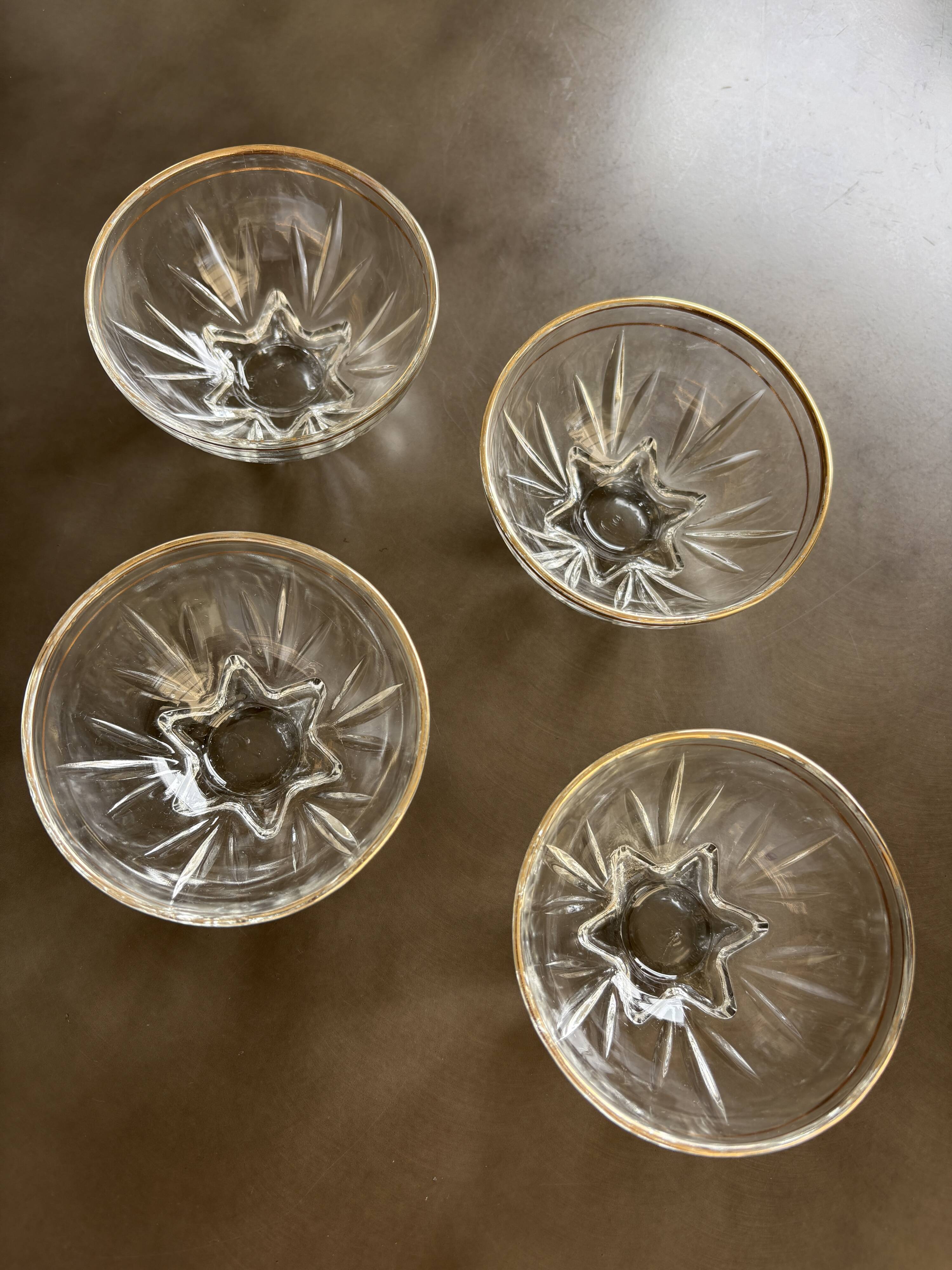 4 vintage champagne glasses