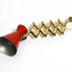 1950s brass extendable scissor wall lamp with aluminum diabolo shade in red