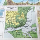 Spain and Portugal map in vintage colors 43x43cm from 1950