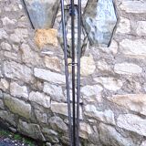 Large tripod steel lamppost and blown glass 1970