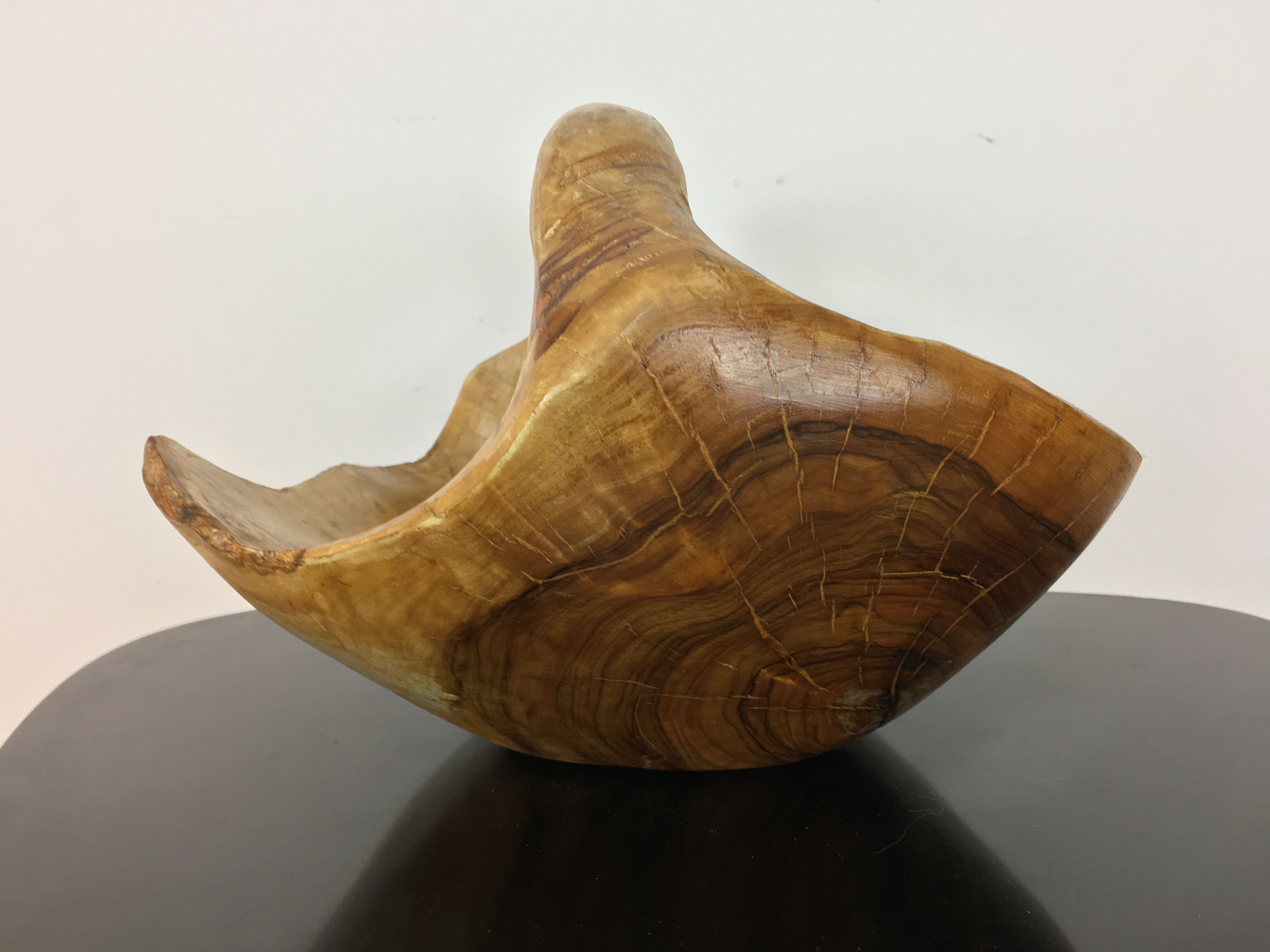 Brutalist olive wood basket