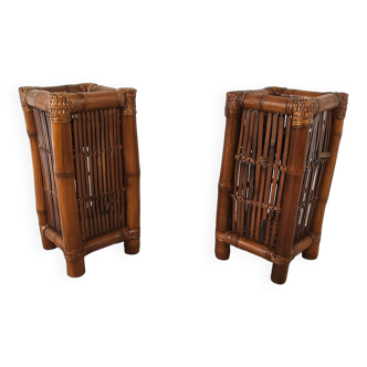 Pair of bamboo planters, 1970s