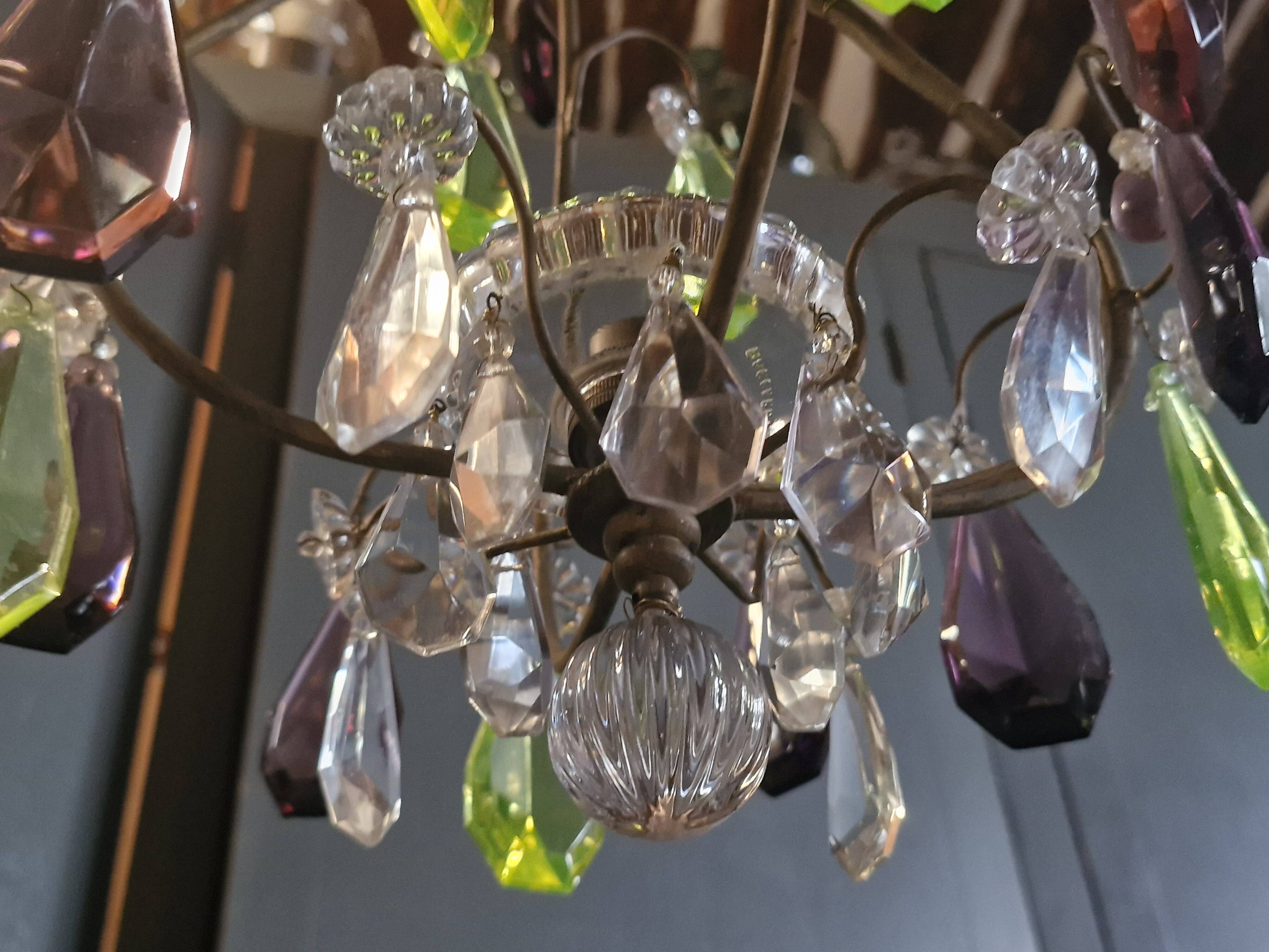 Small crystal boudoir chandelier - 1 light Bobeche signed Baccarat Epoque