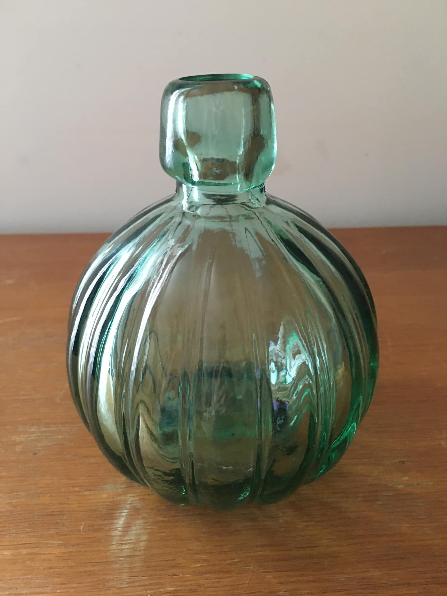 Smoked green transparent glass vase