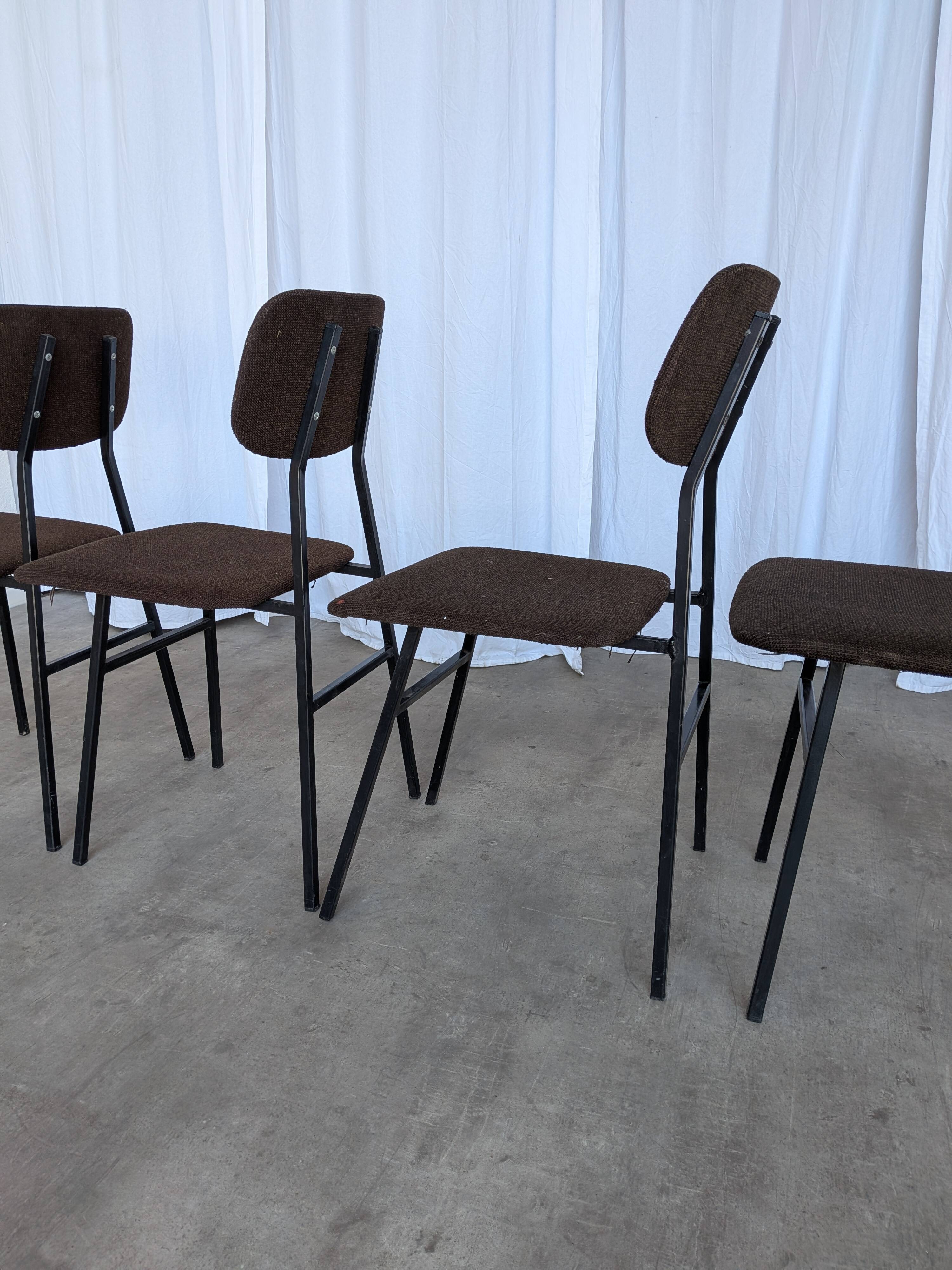 Chaises de salle à manger STOL Kamnik vintage (ensemble de 4) : tissu marron rétro des années 1970