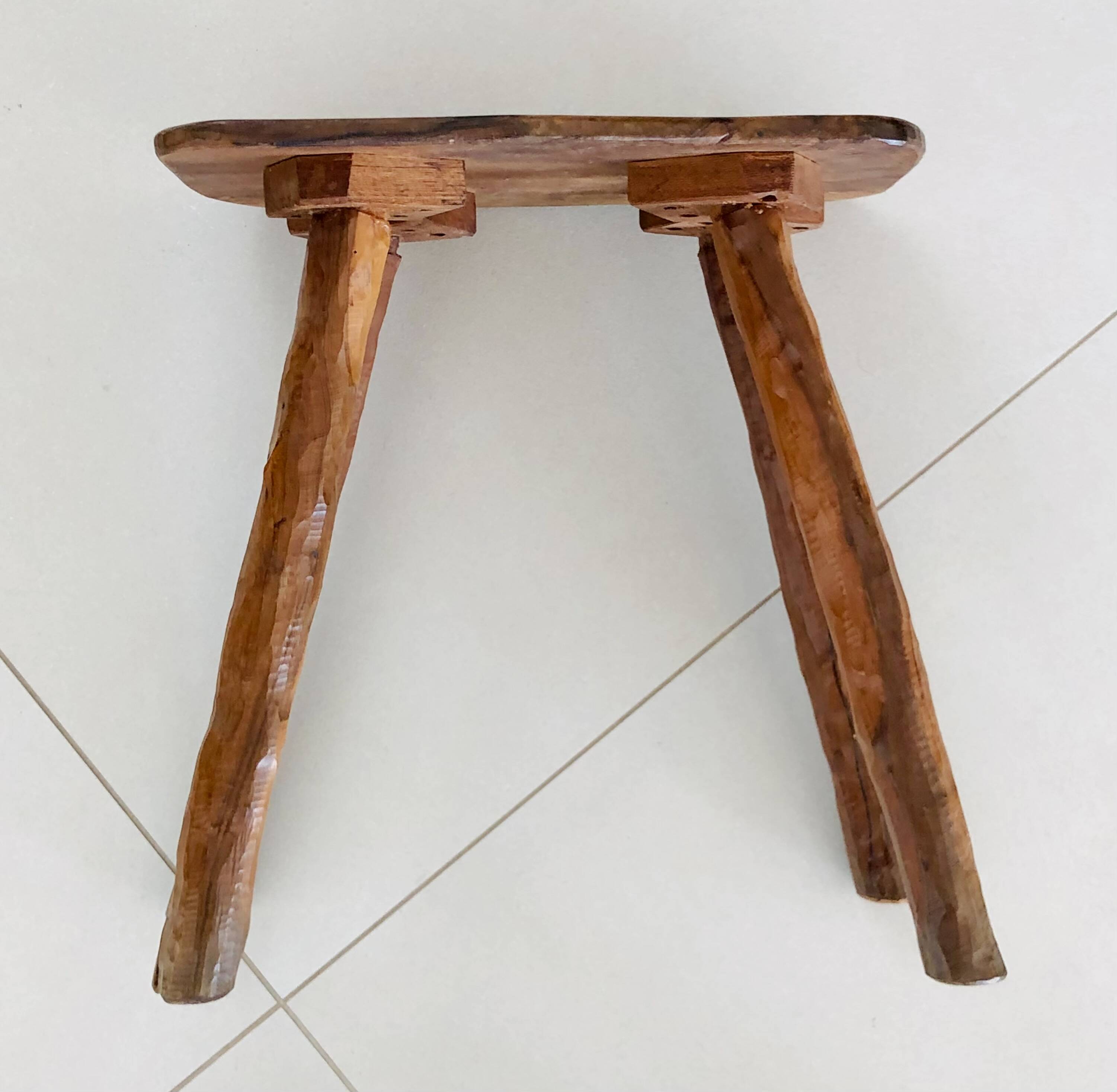 Olive wood stool, France 1970s