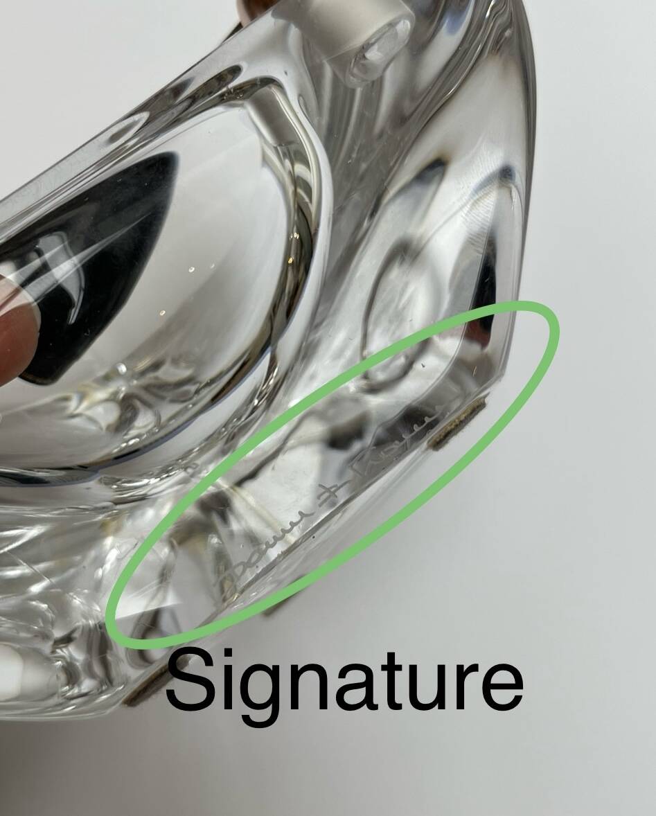 Crystal ashtray/pen holder signed DAUM